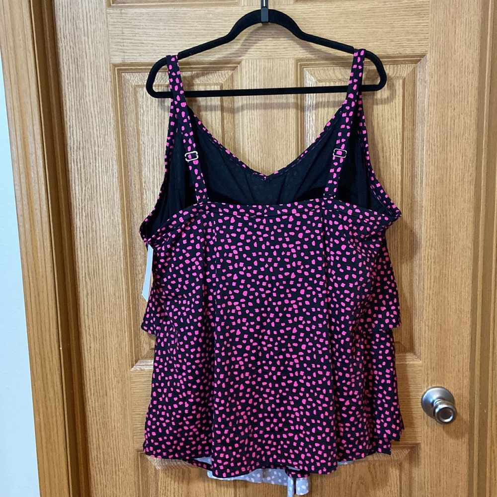 Swimsuits For All new Flowy Tiered Ruffle Tankini Top plus size 18 1X Dot - Picture 4 of 4